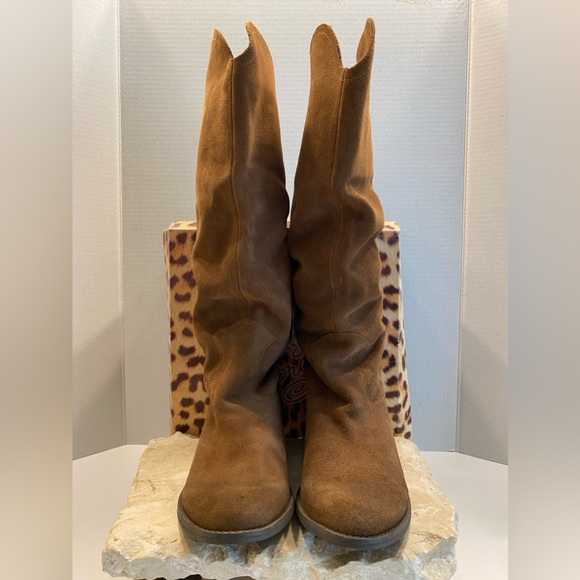 NIB Sz 9 Naughty Monkey Harmony Rust Suede Tall Slouch Fit Flat Heel Boots - Picture 4 of 16